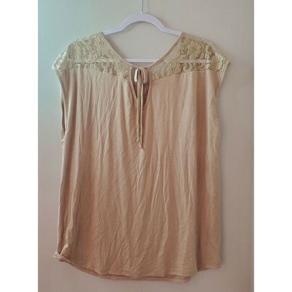 Flats and Heels Tank Womens XLarge Brown‎ Short Sleeve Brown Floral Ladie Casual - Picture 2 of 6